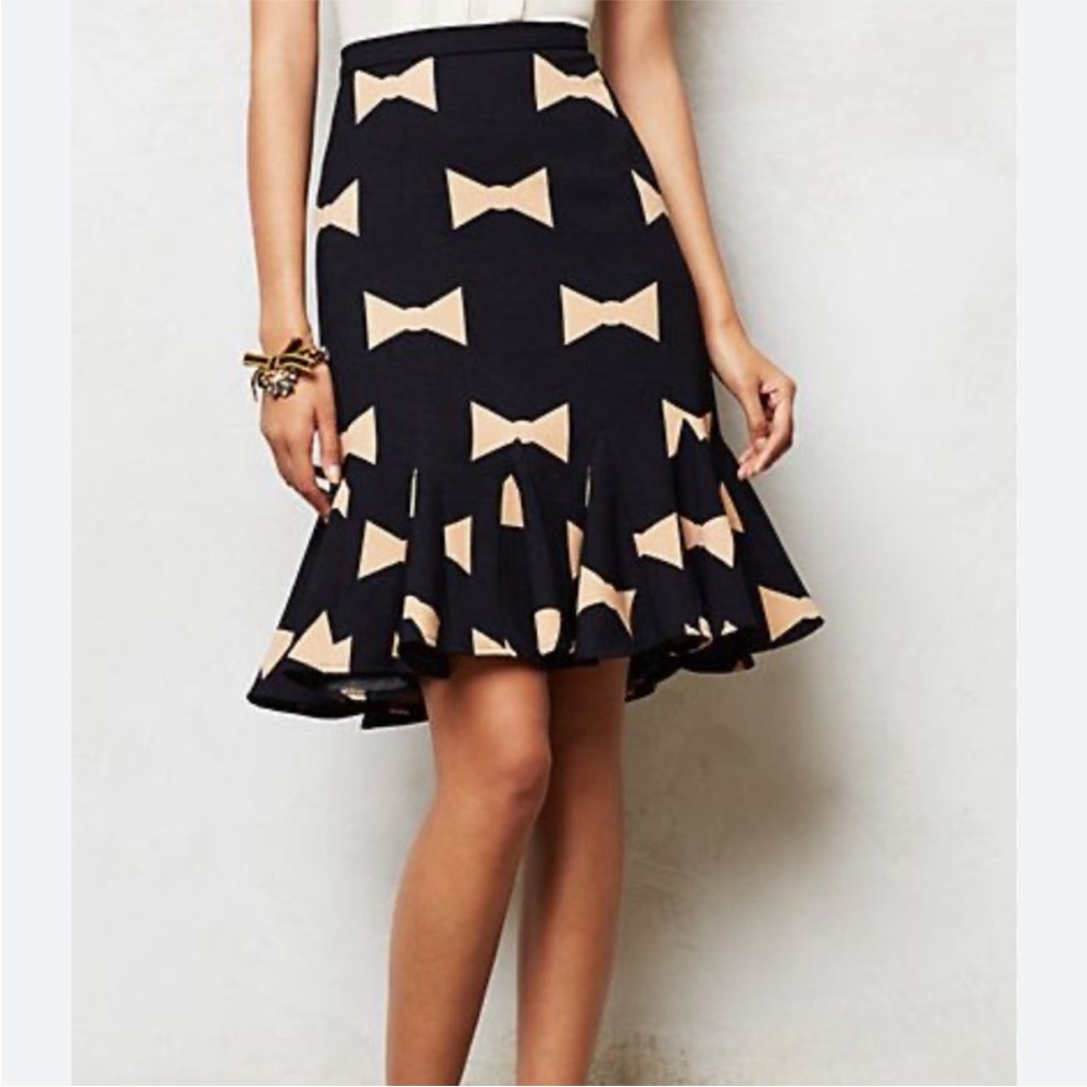 Anthropologie  Eva Franco Bow Tie Print Skirt Sz 0